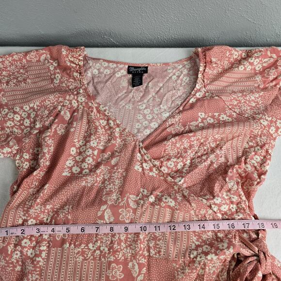 Wrangler Retro Floral Patchwork Hi-Low Ruffle Midi Dress XL Pink Western Rodeo - Picture 8 of 12